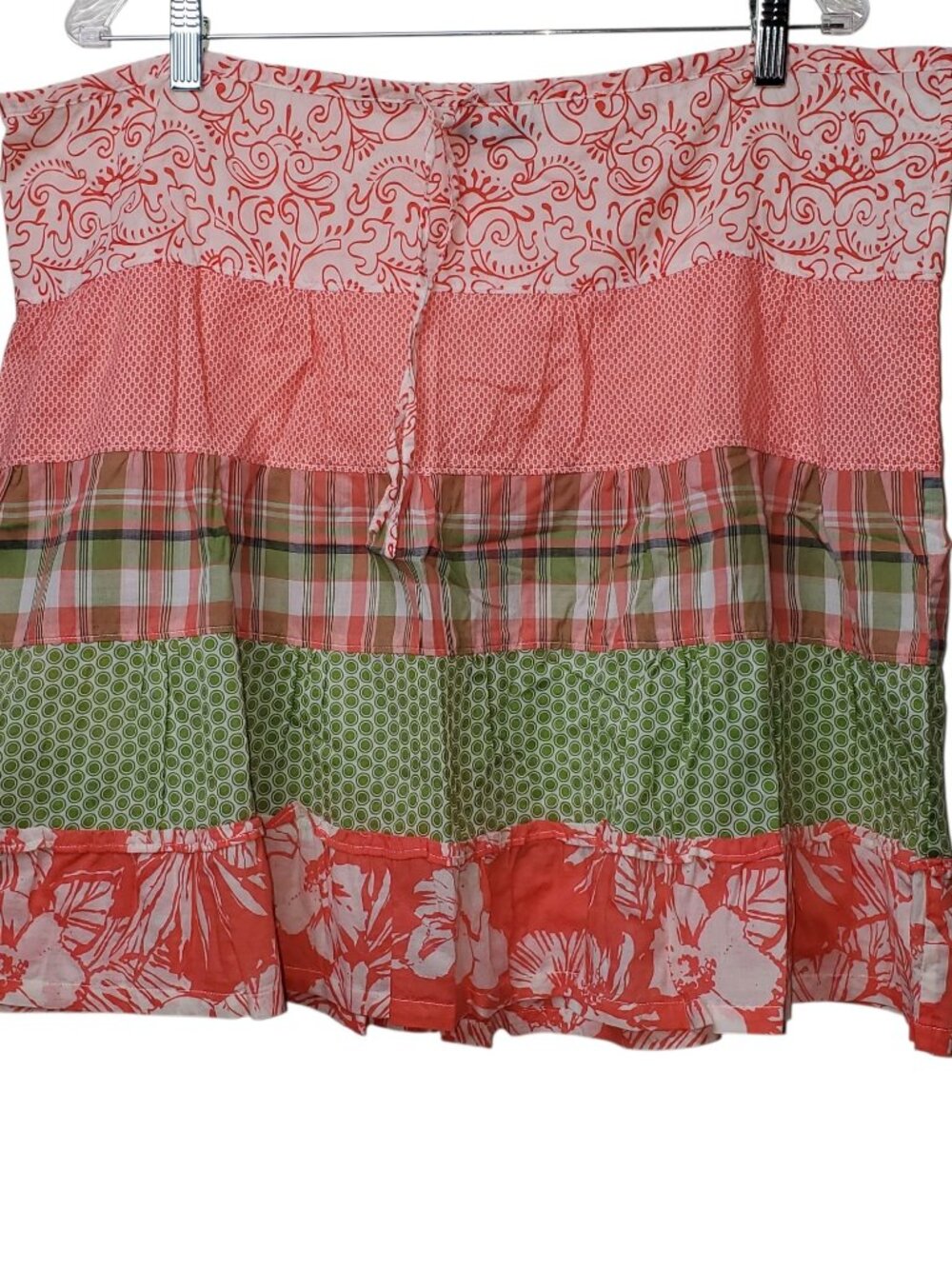 J Crew Women's Patchwork Drawstring Waist Tiered Panels Skirt, OS